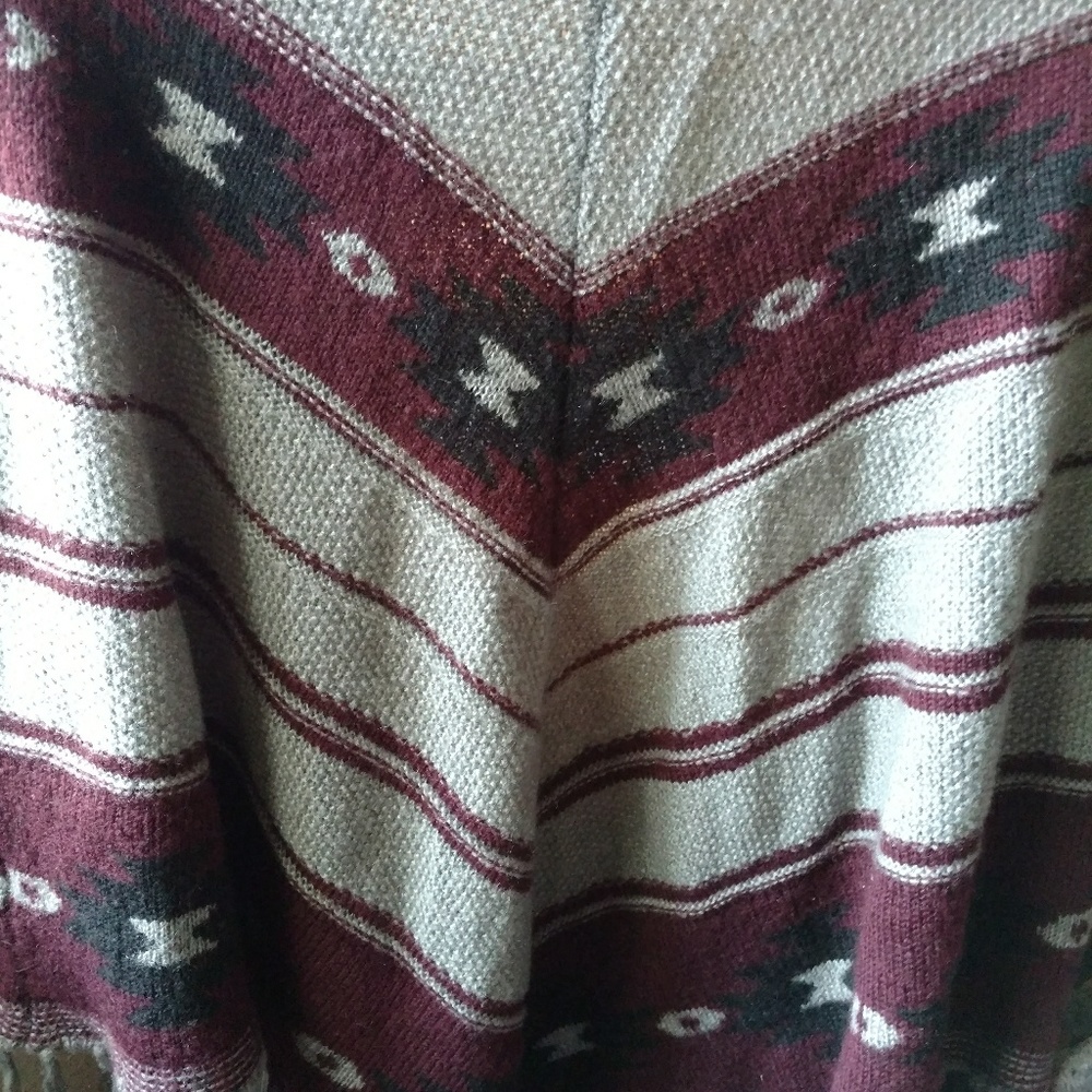 Knitted tribal shawl poncho cardigan